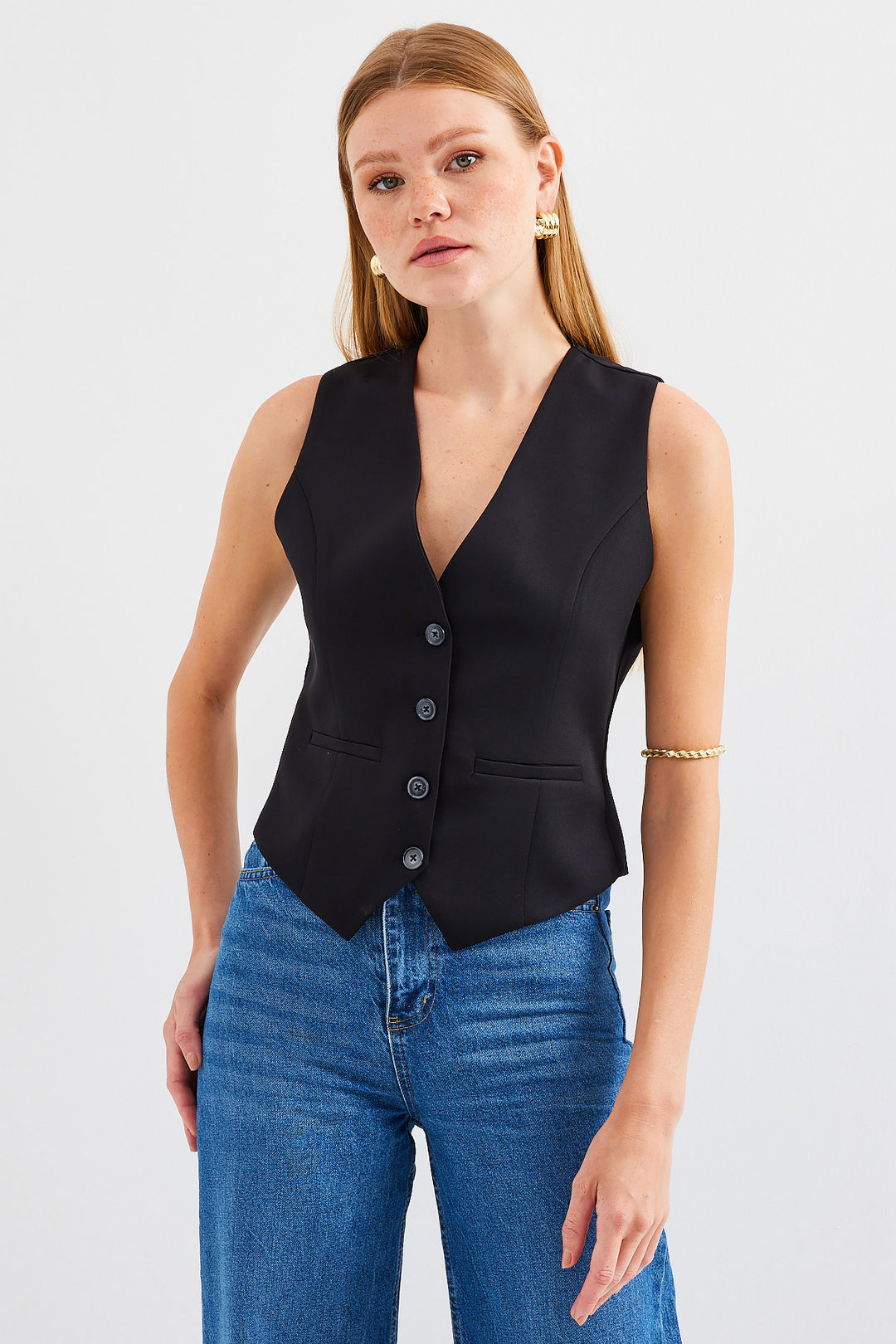 Bigdart Gilet court en tissu 6796 - Noir