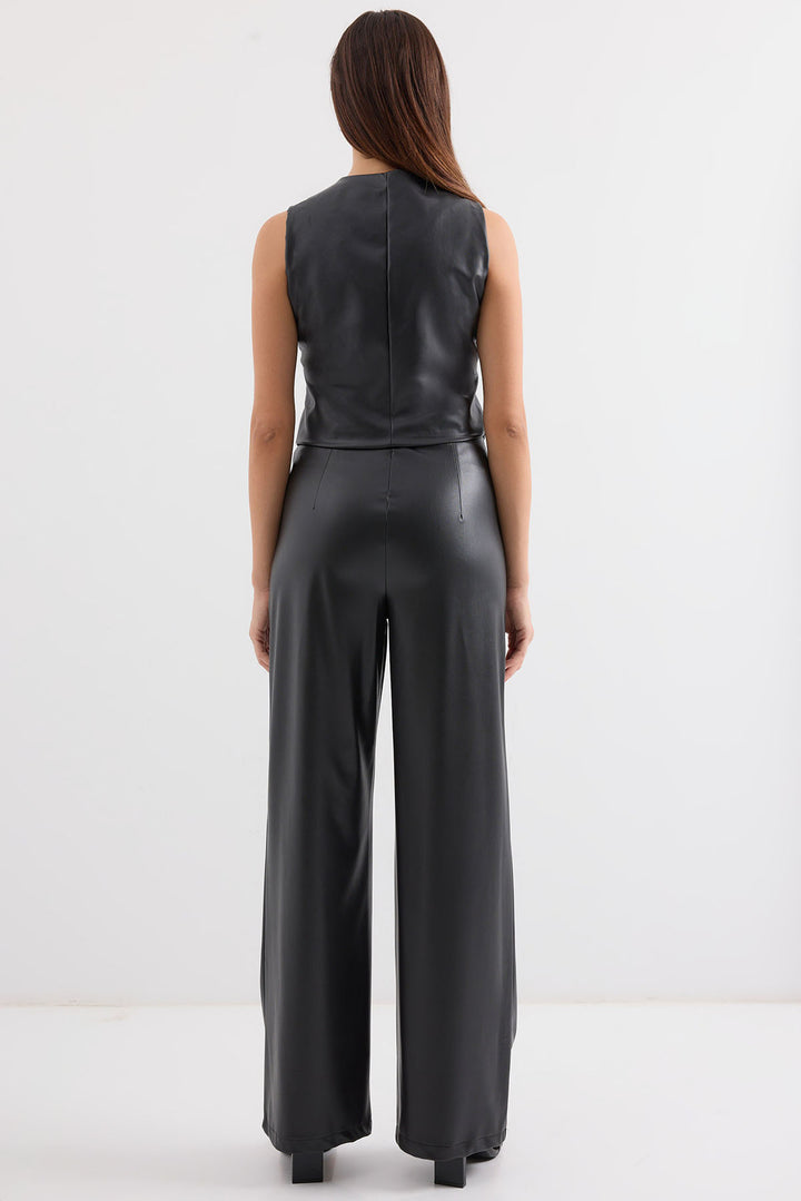 Bigdart 6799 Gilet en simili cuir court - Noir