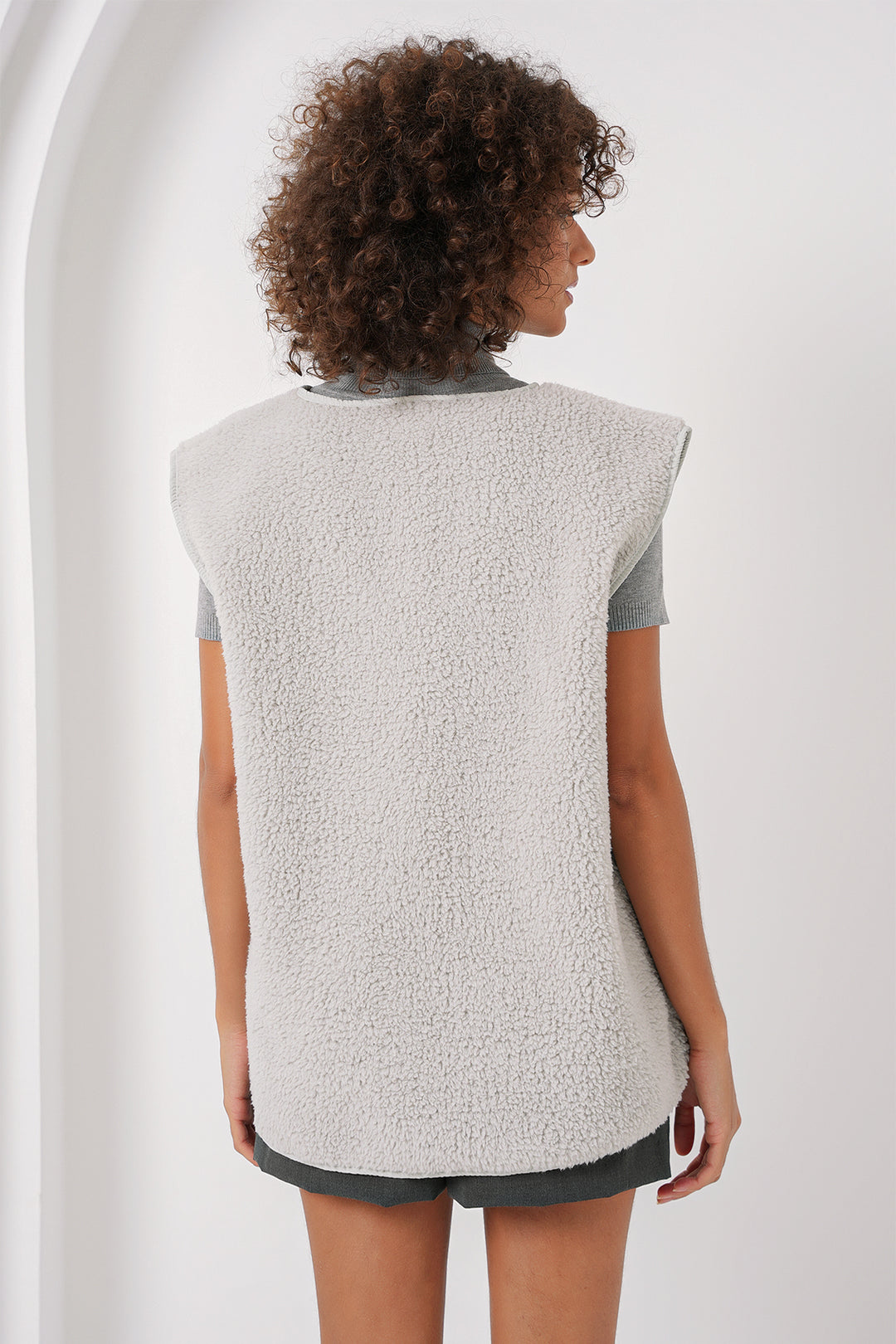 Bigdart 6803 Gilet en Peluche avec Poches - Gris
