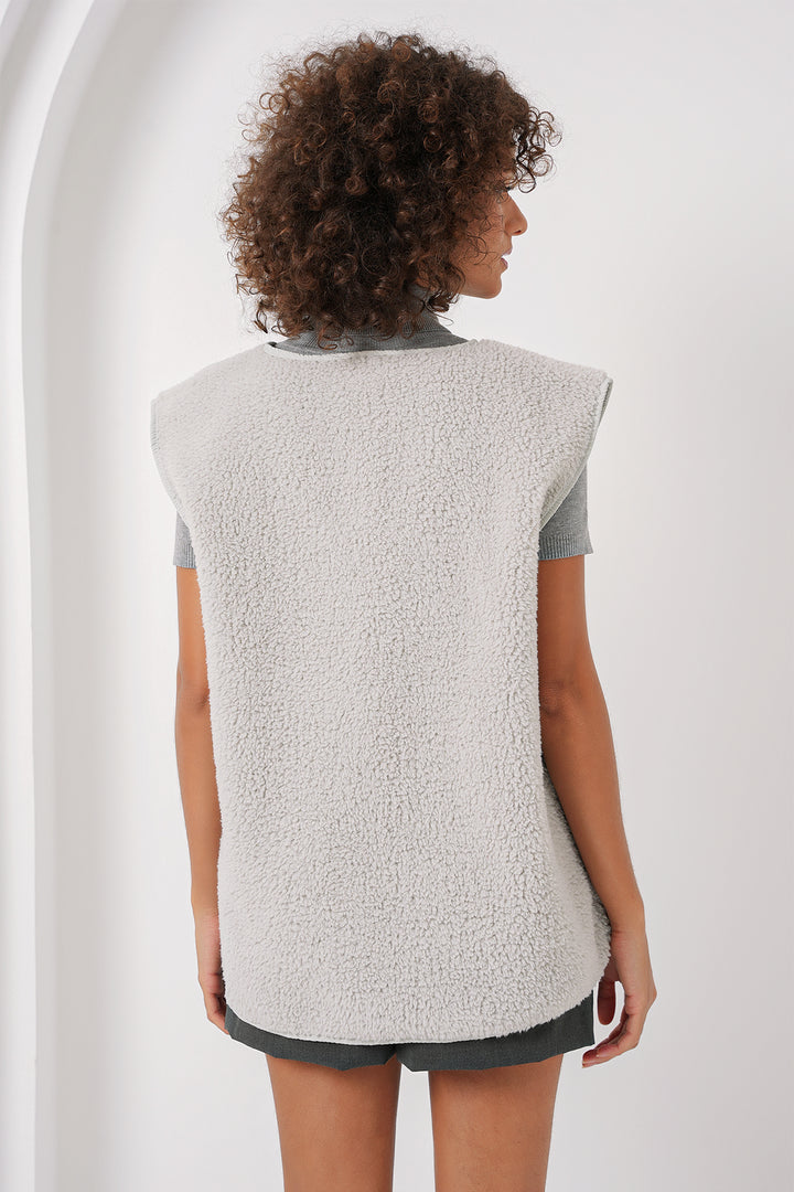 Bigdart 6803 Gilet en Peluche avec Poches - Gris