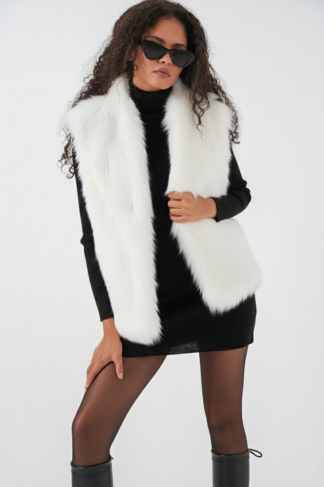 Bigdart Gilet Femme en Fourrure 6804 - Blanc