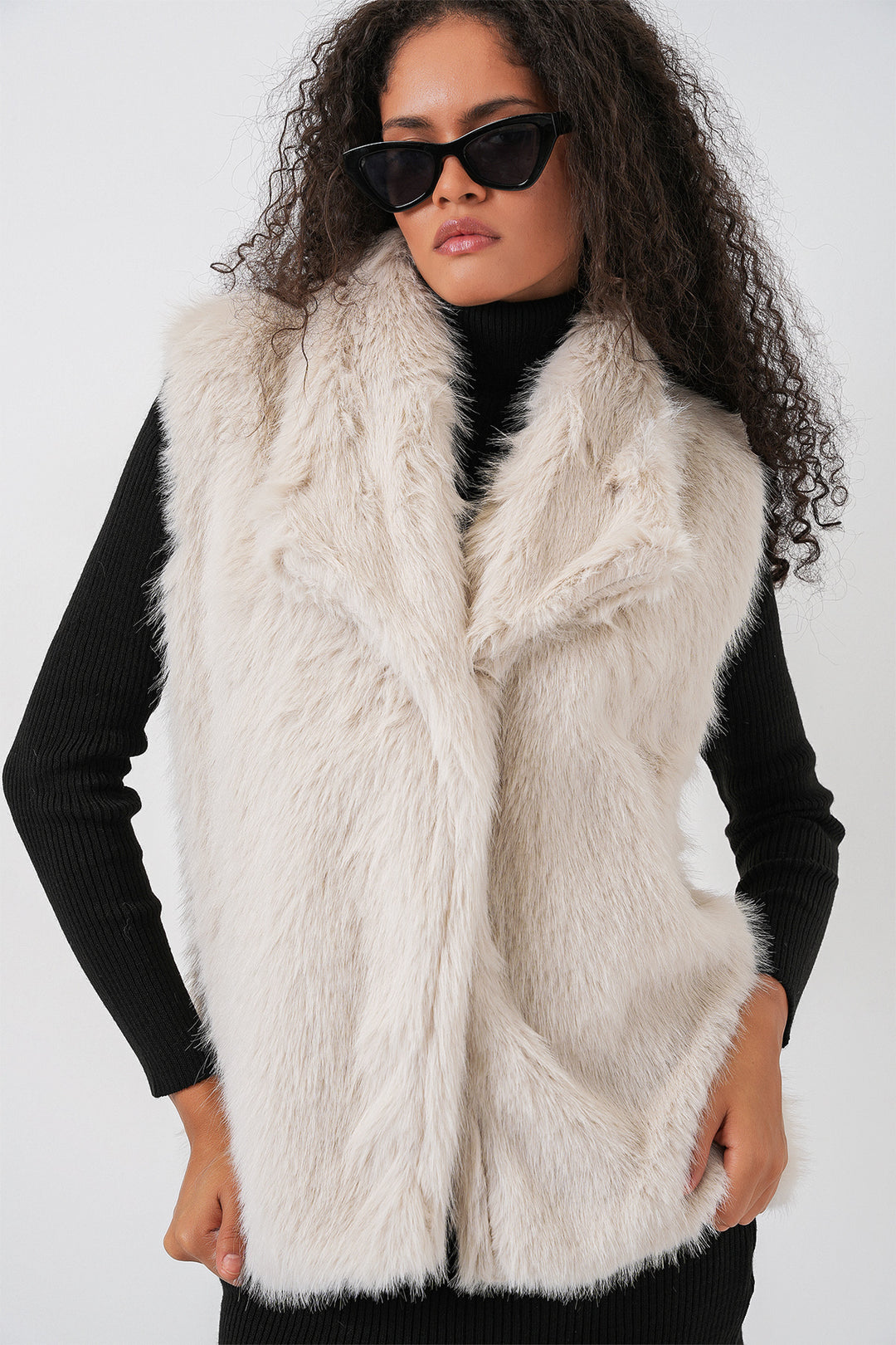 Bigdart Gilet en fourrure pour femme 6804 - Écru