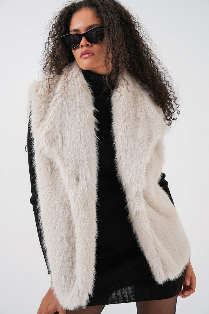 Bigdart Gilet en fourrure pour femme 6804 - Écru