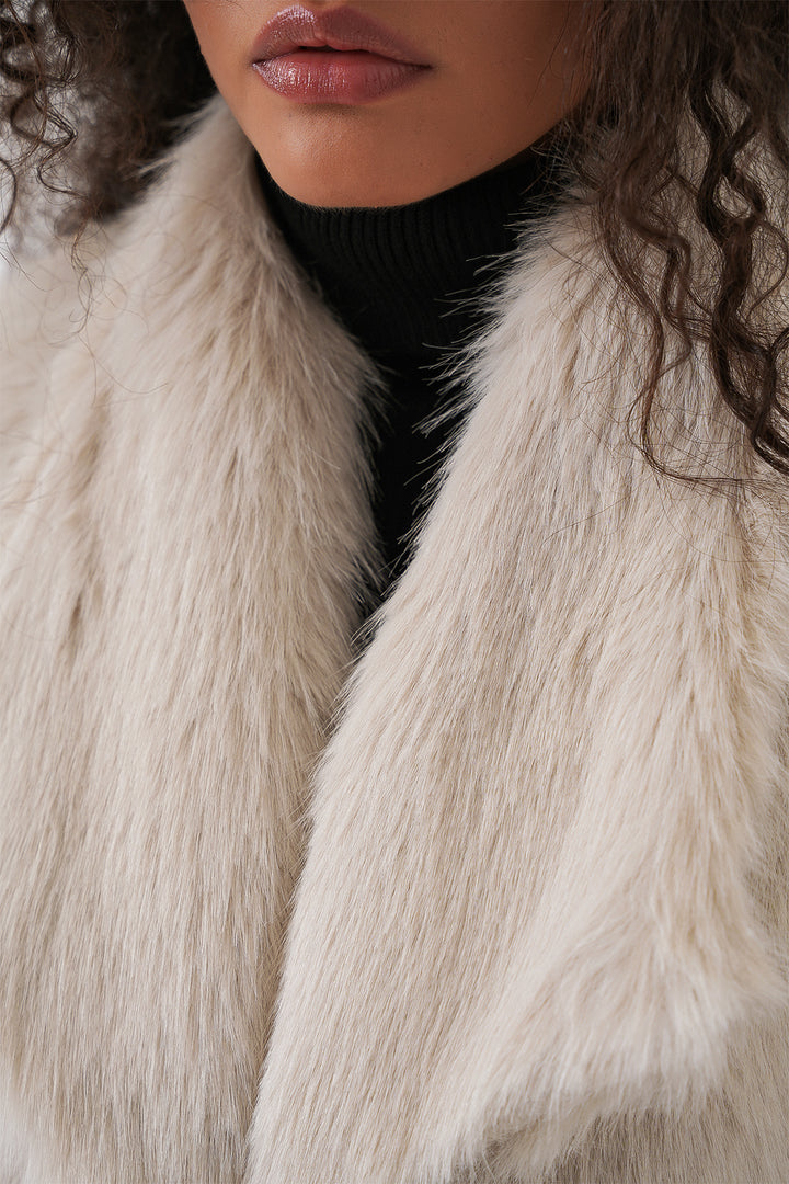 Bigdart Gilet en fourrure pour femme 6804 - Écru