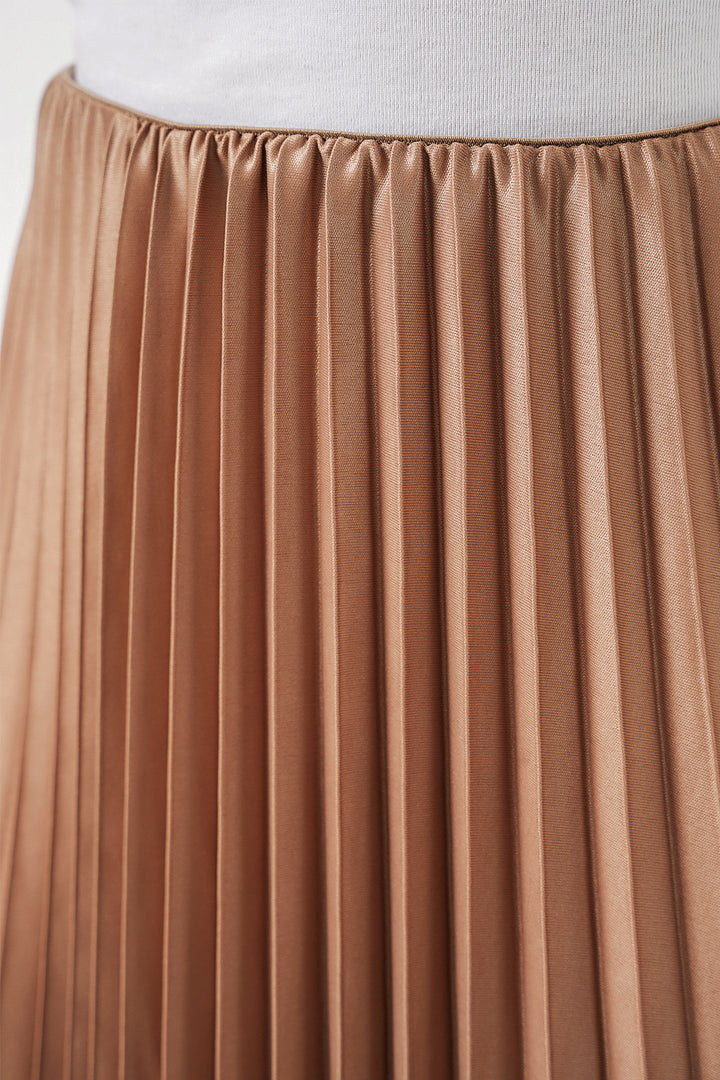 Bigdart Jupe plissée en simili cuir 8009 - Camel