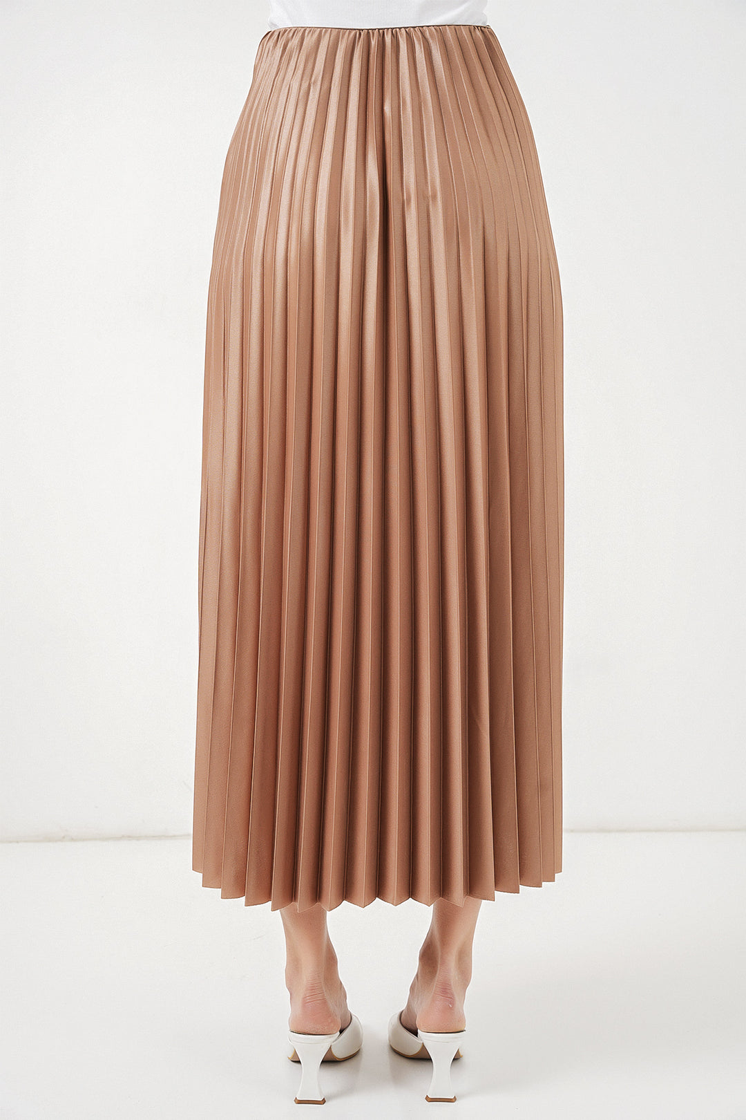 Bigdart Jupe plissée en simili cuir 8009 - Camel