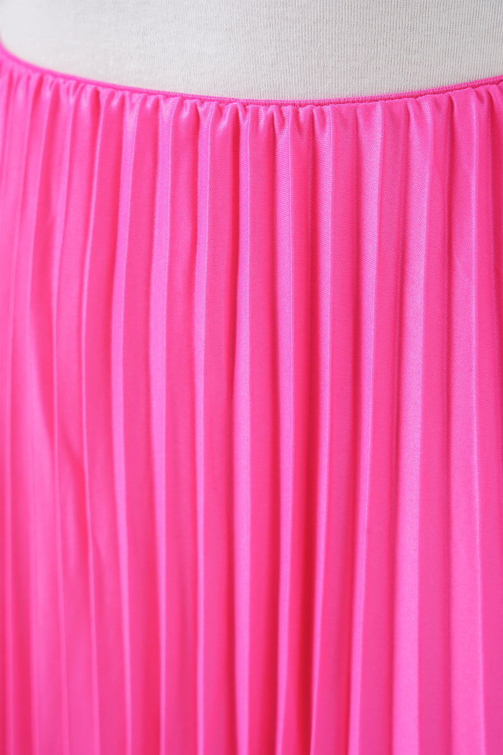 Bigdart Jupe plissée en simili cuir 8009 - Fuchsia