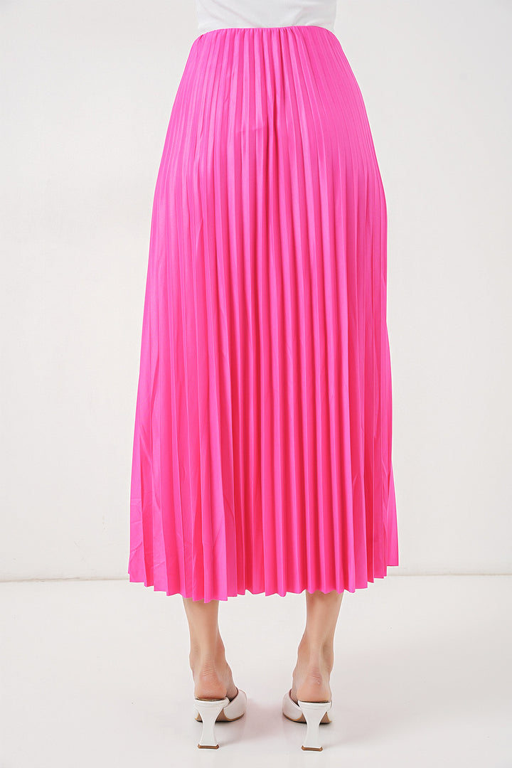 Bigdart Jupe plissée en simili cuir 8009 - Fuchsia