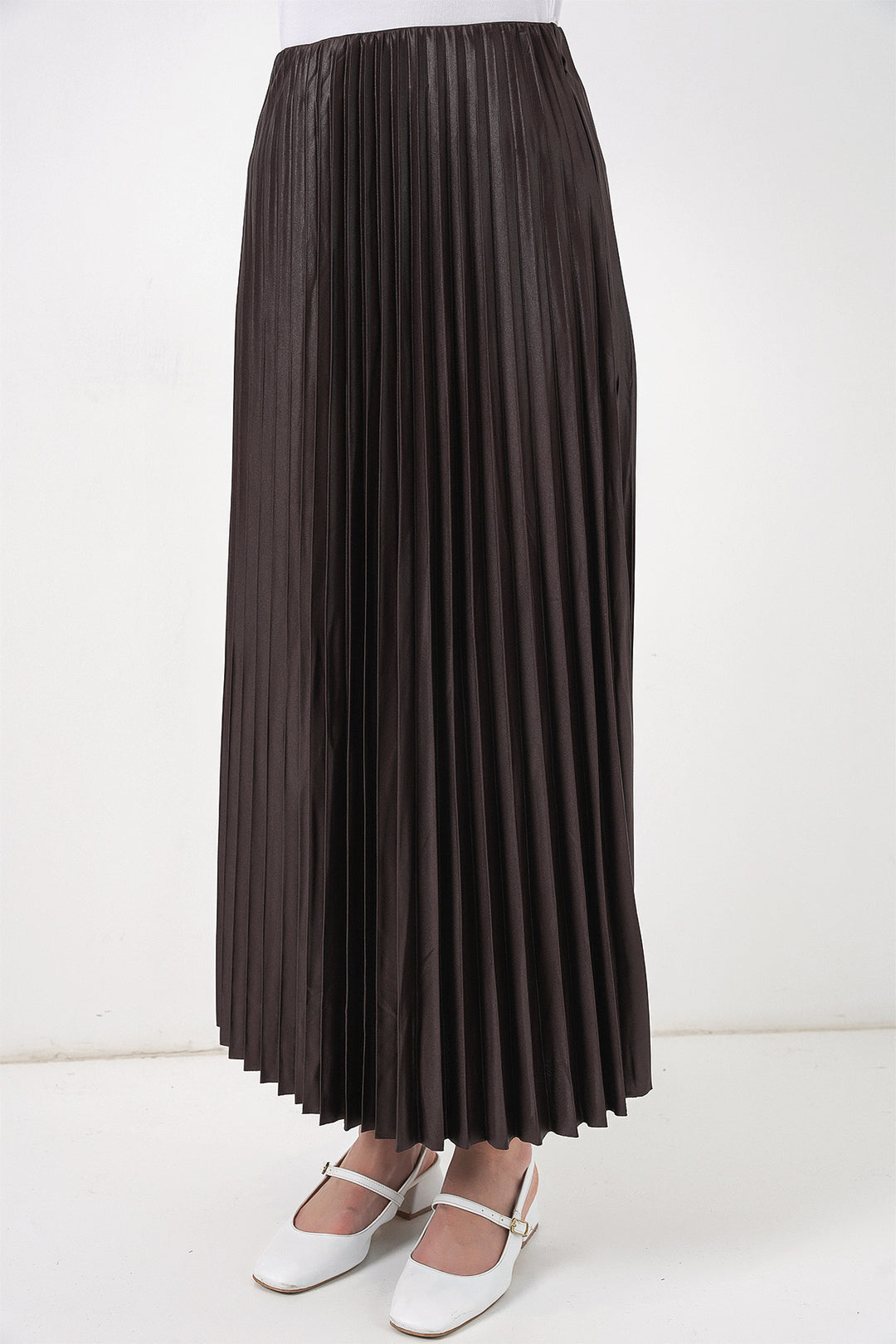 Bigdart 8009 Jupe plissée en simili cuir - Brun