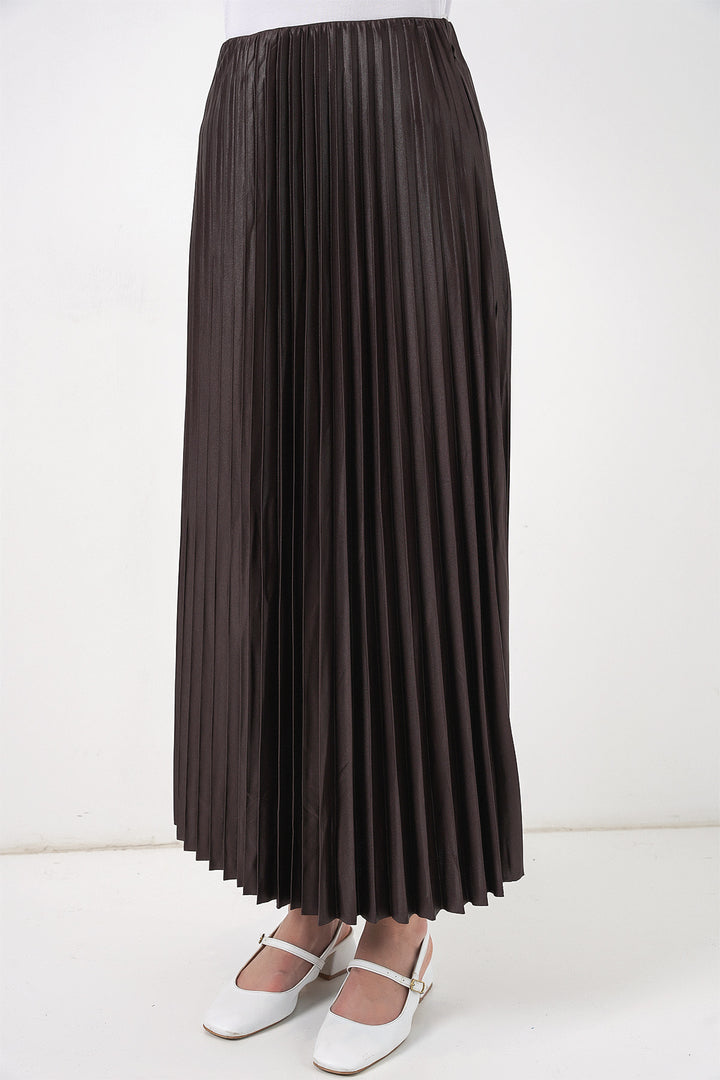 Bigdart 8009 Jupe plissée en simili cuir - Brun