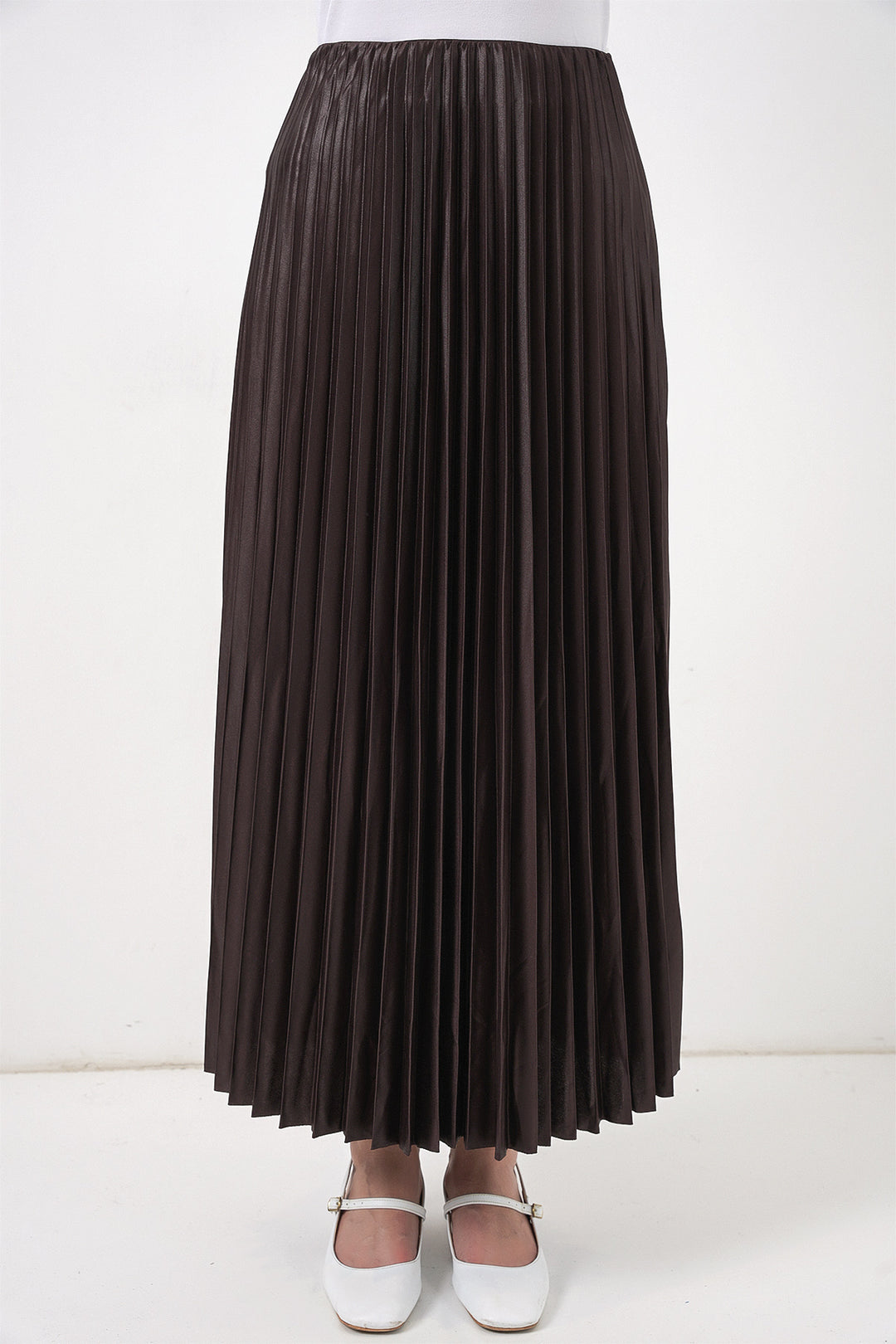 Bigdart 8009 Jupe plissée en simili cuir - Brun