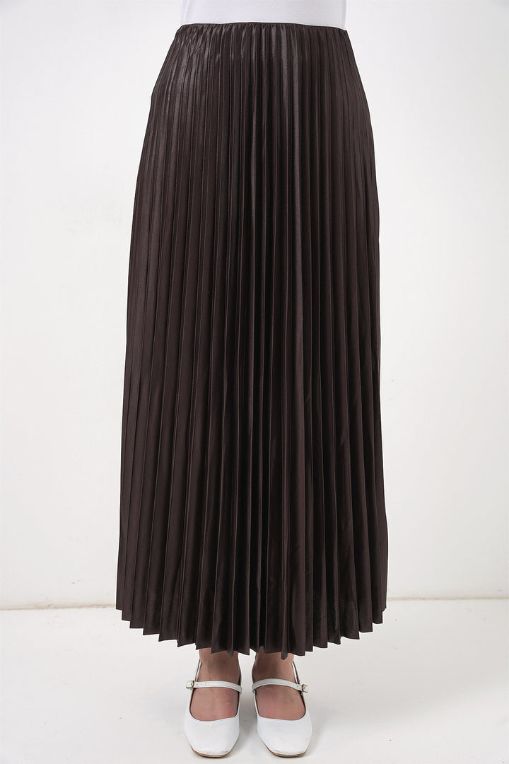Bigdart 8009 Jupe plissée en simili cuir - Brun