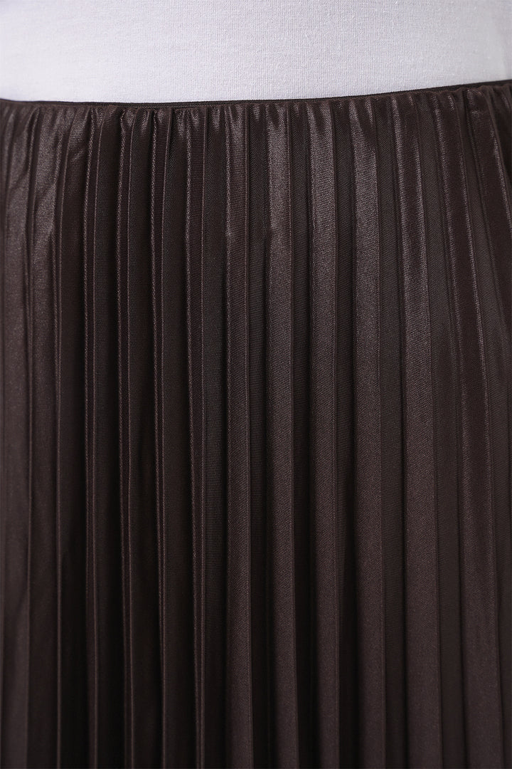 Bigdart 8009 Jupe plissée en simili cuir - Brun