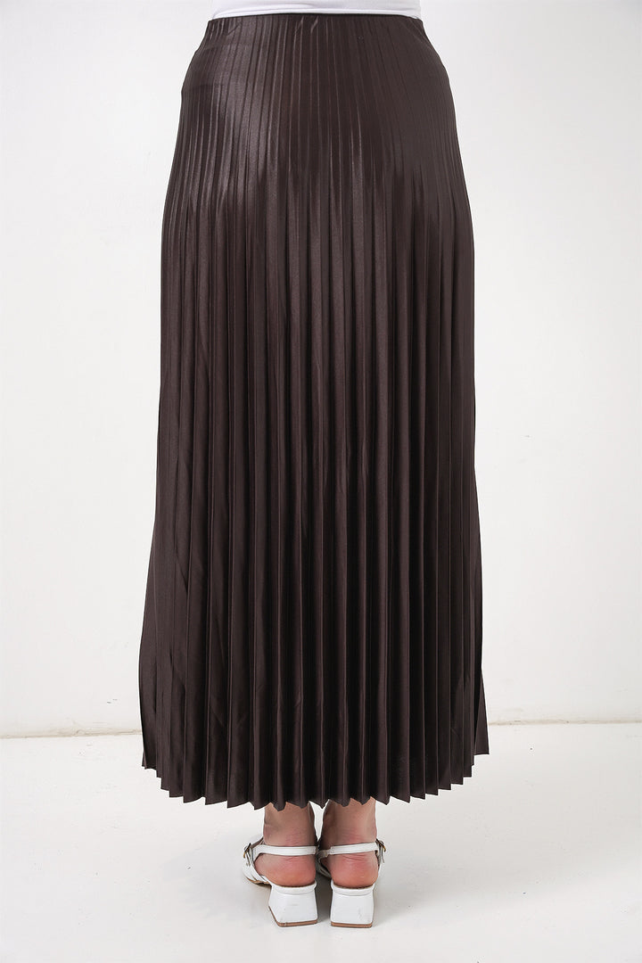 Bigdart 8009 Jupe plissée en simili cuir - Brun