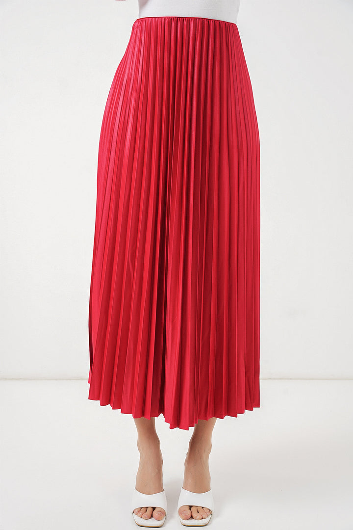 Bigdart Jupe plissée en simili cuir 8009 - Rouge