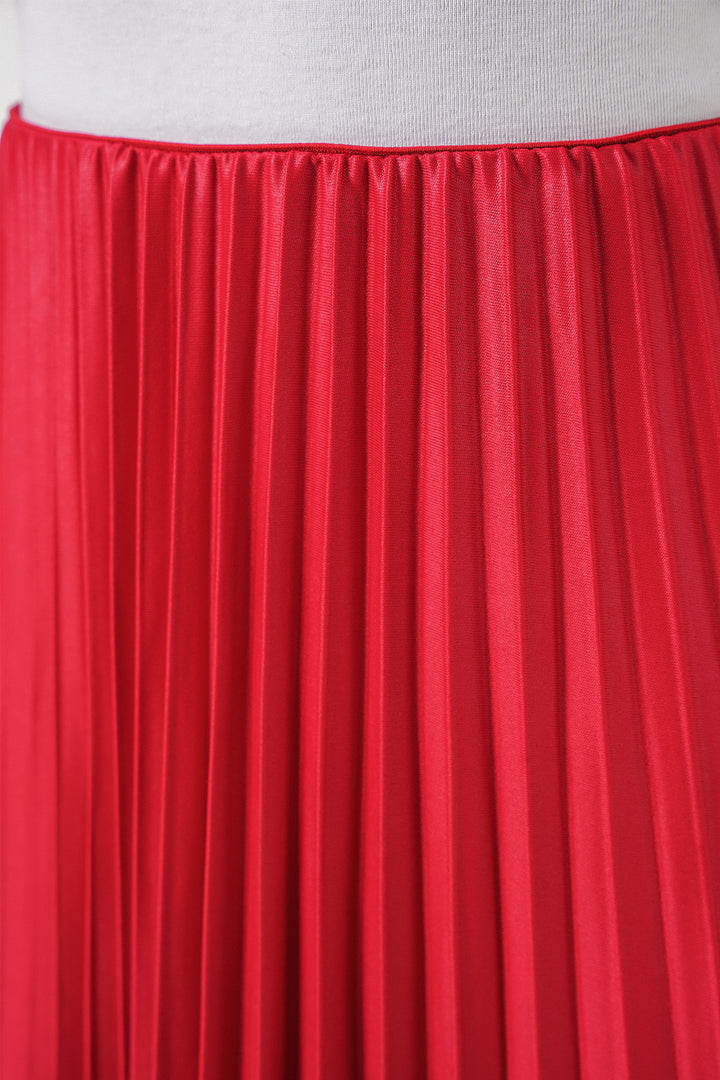 Bigdart Jupe plissée en simili cuir 8009 - Rouge