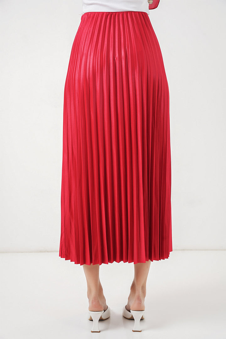 Bigdart Jupe plissée en simili cuir 8009 - Rouge