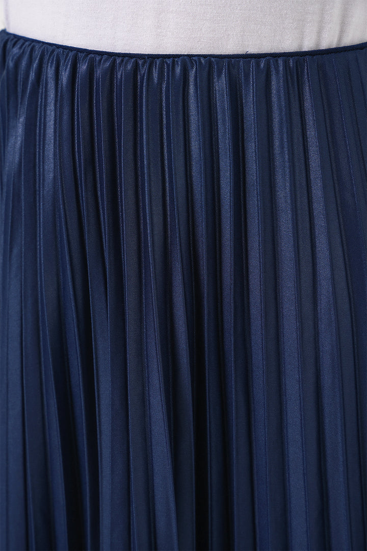 Bigdart 8009 Jupe plissée en simili cuir - Bleu marine