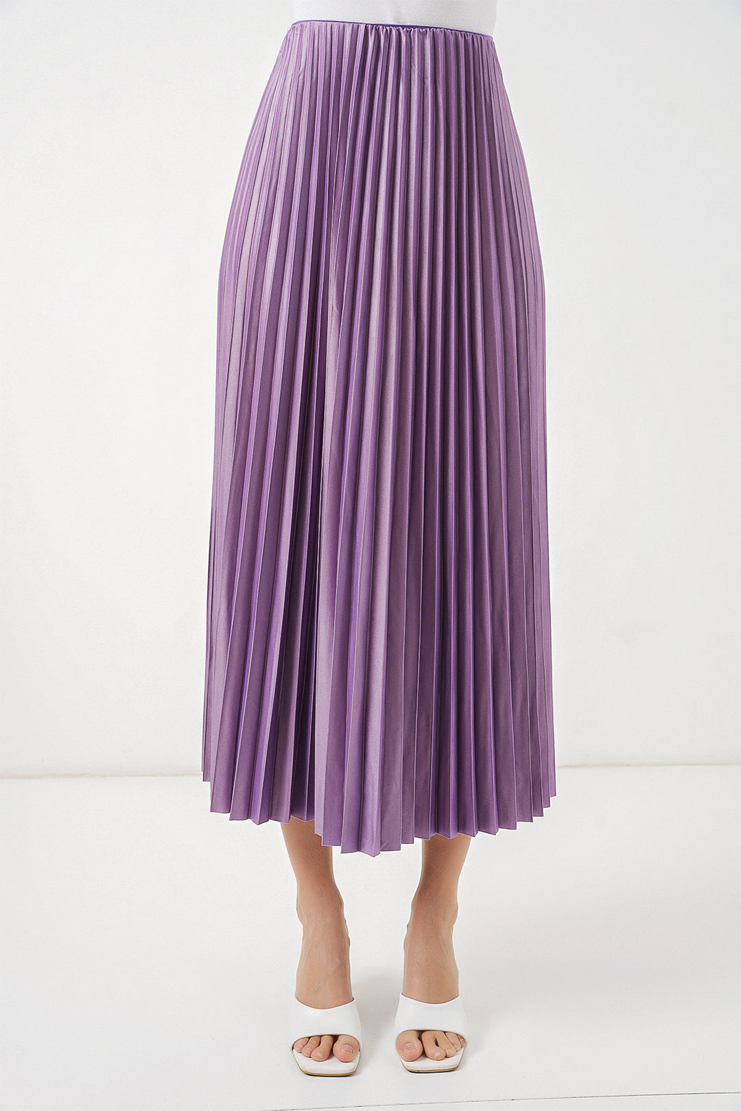 Bigdart Jupe plissée en simili cuir 8009 - Lilas