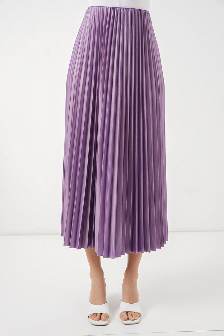 Bigdart Jupe plissée en simili cuir 8009 - Lilas