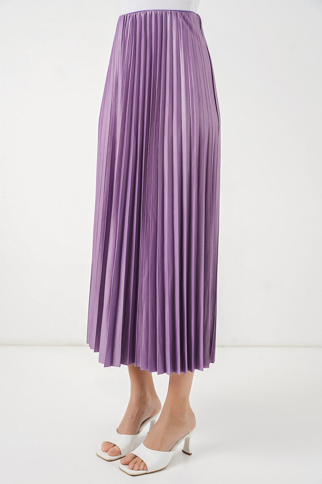 Bigdart Jupe plissée en simili cuir 8009 - Lilas
