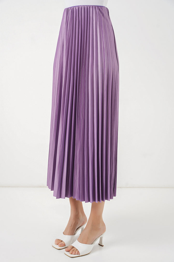 Bigdart Jupe plissée en simili cuir 8009 - Lilas