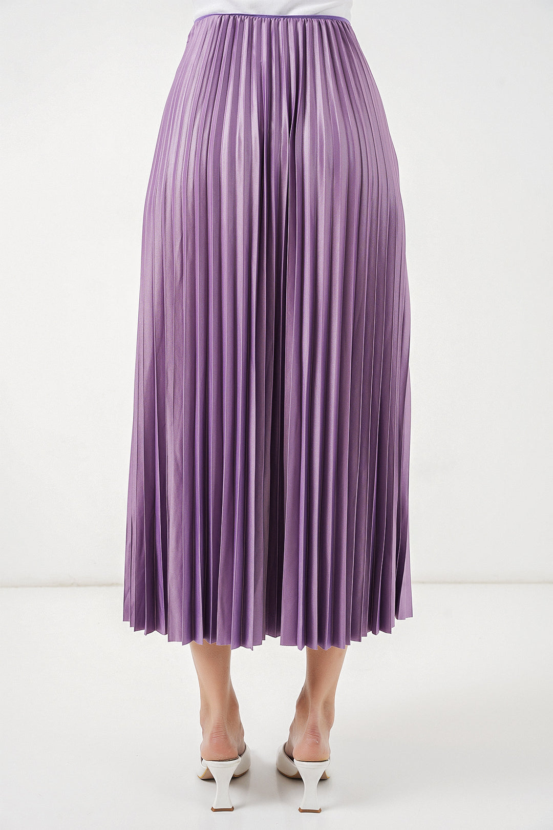 Bigdart Jupe plissée en simili cuir 8009 - Lilas