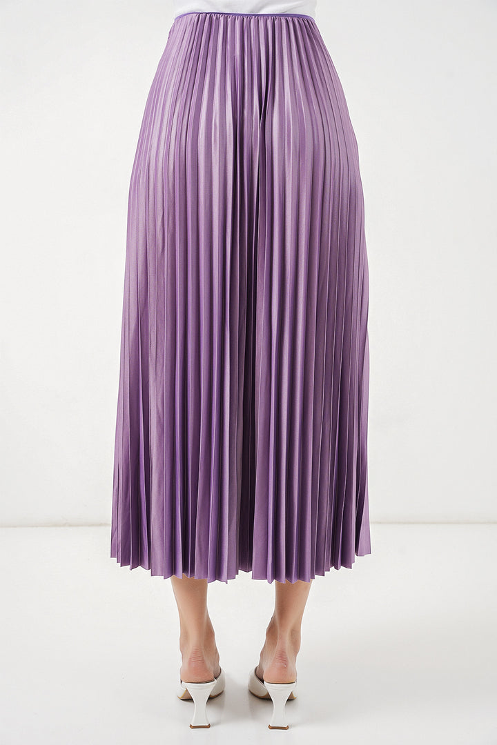 Bigdart Jupe plissée en simili cuir 8009 - Lilas
