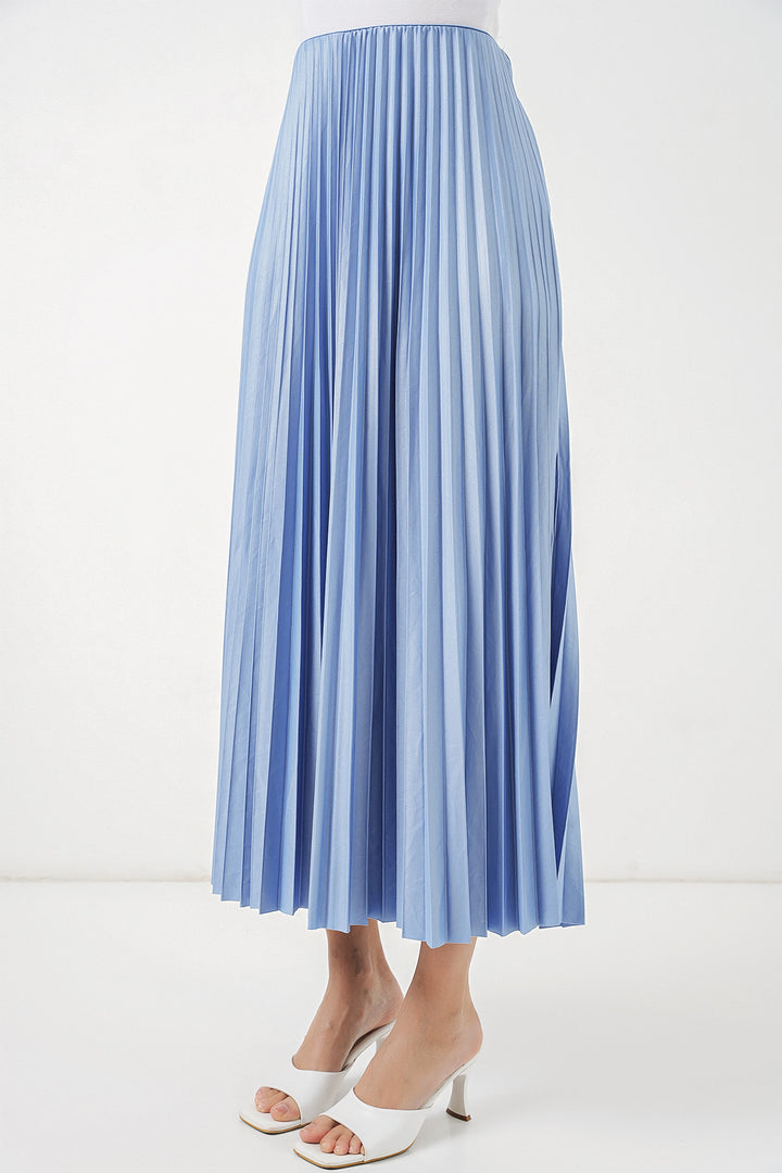 Bigdart Jupe plissée en simili cuir 8009 - Bleu