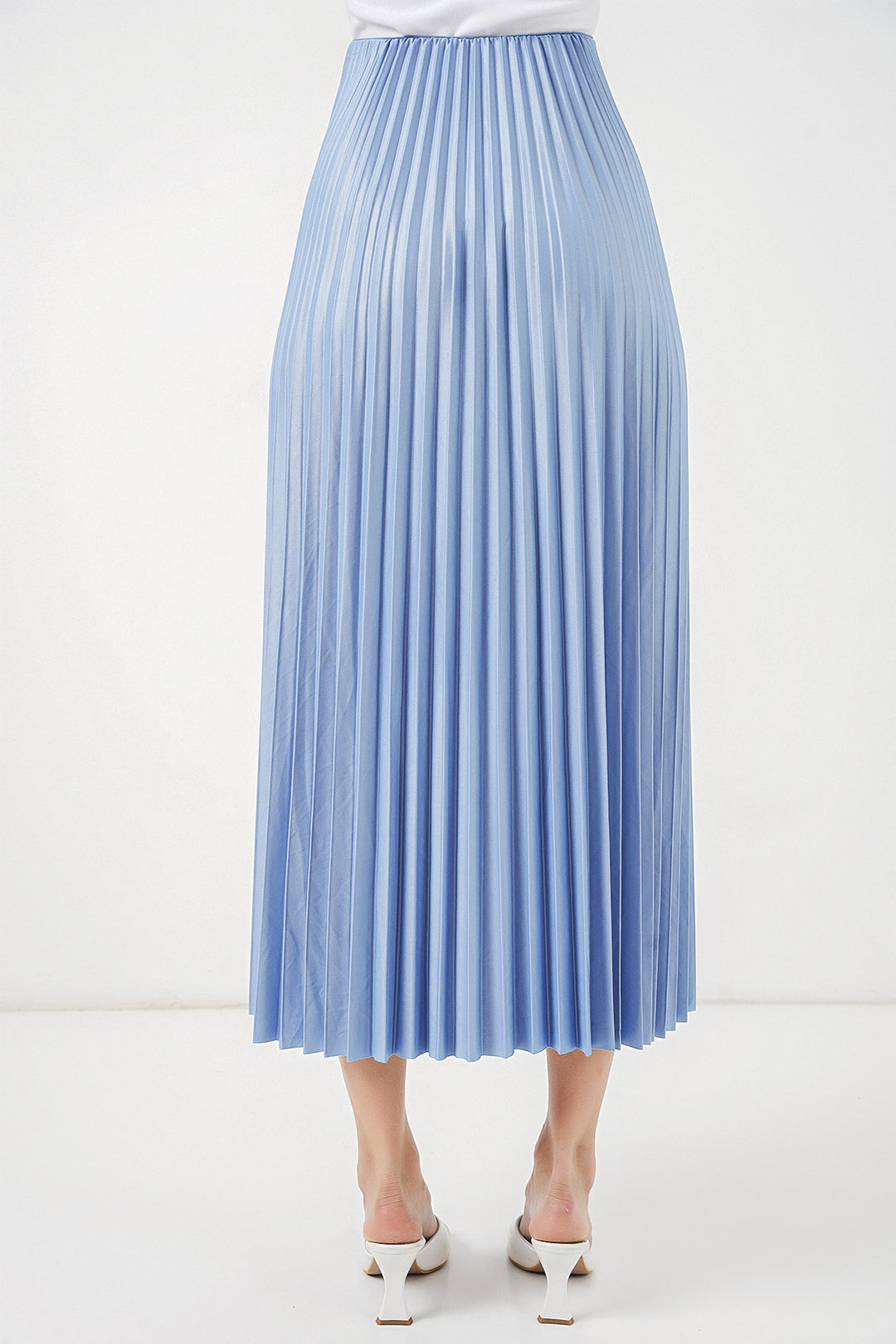 Bigdart Jupe plissée en simili cuir 8009 - Bleu