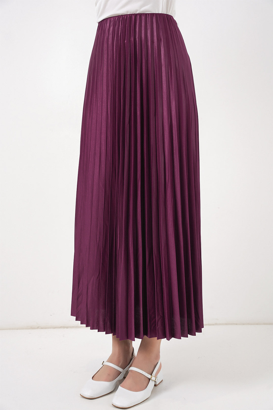 Bigdart Jupe plissée en simili cuir 8009 - Violet