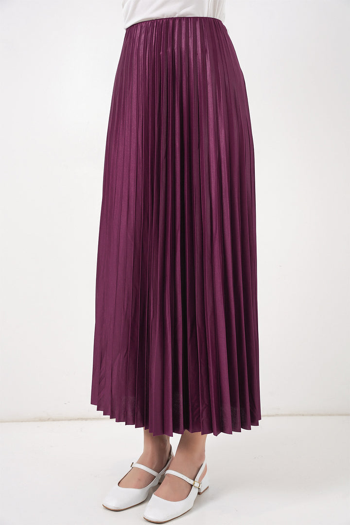 Bigdart Jupe plissée en simili cuir 8009 - Violet