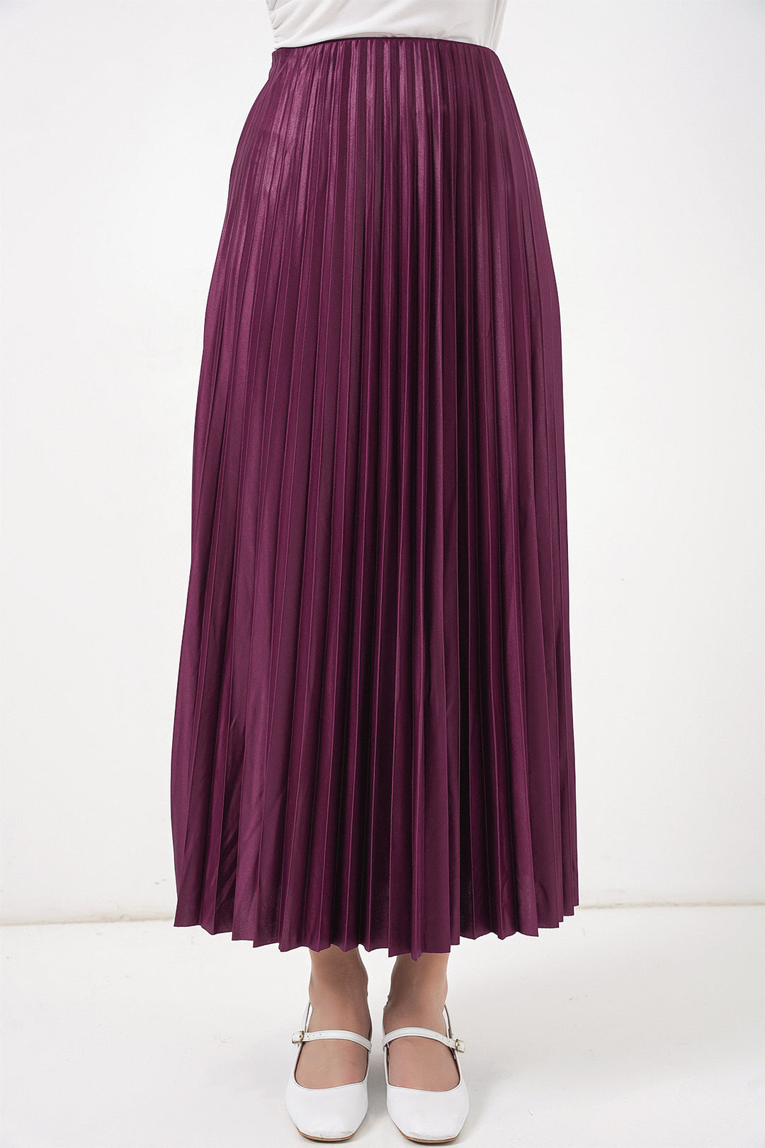 Bigdart Jupe plissée en simili cuir 8009 - Violet