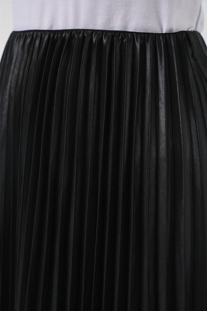 Bigdart 8009 Jupe Plissée Effet Cuir - Noir