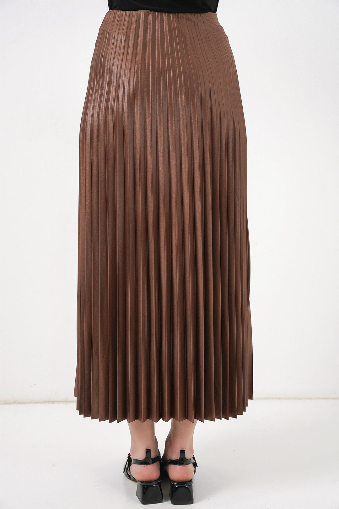 Bigdart 8009 Jupe plissée en simili cuir - Marron