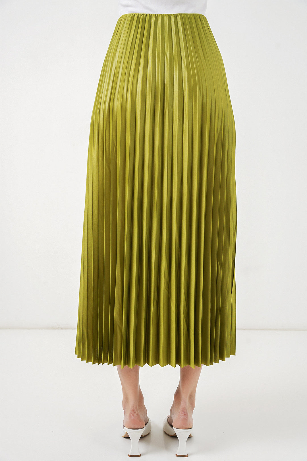 Bigdart Jupe plissée en simili cuir 8009 - Vert huile