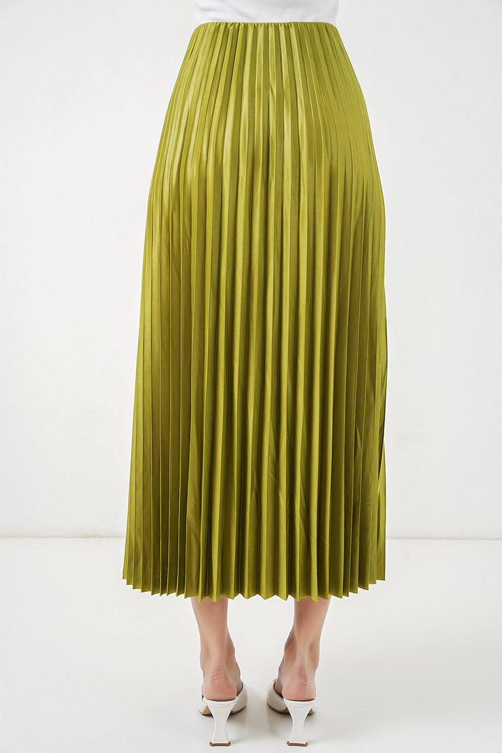 Bigdart Jupe plissée en simili cuir 8009 - Vert huile
