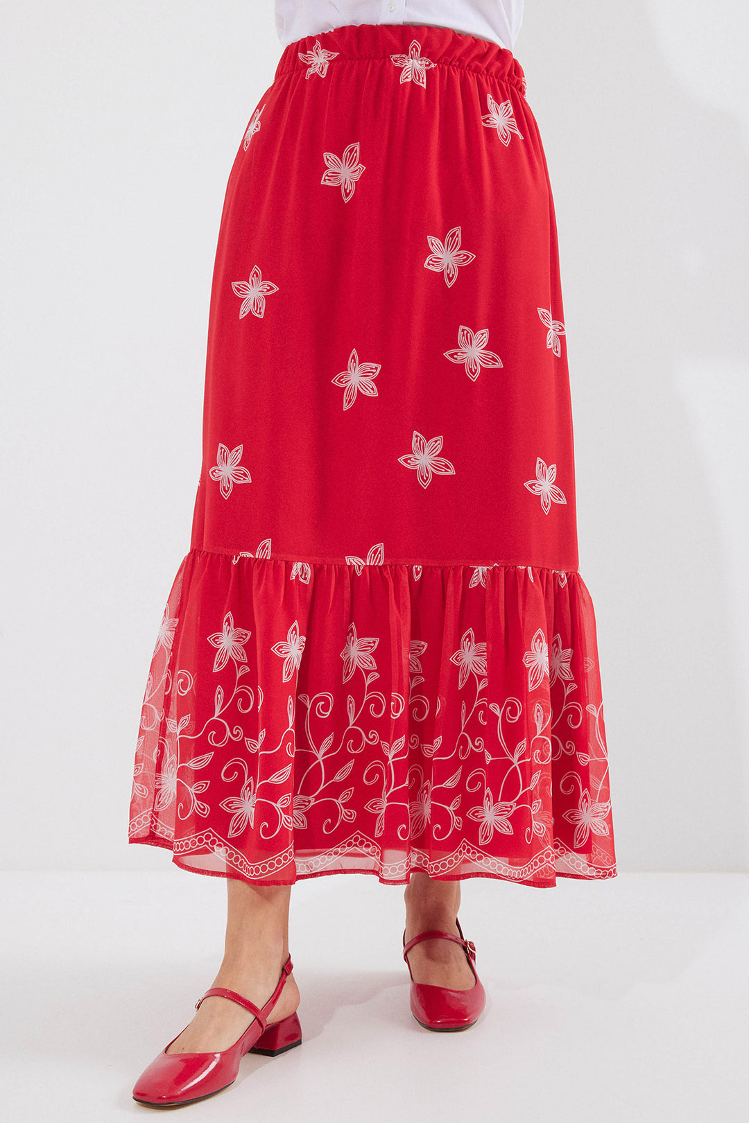 Bigdart 8010 Jupe Chiffon Imprimée - Rouge A.