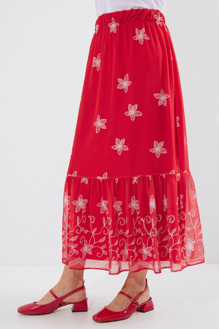 Bigdart 8010 Jupe Chiffon Imprimée - Rouge A.