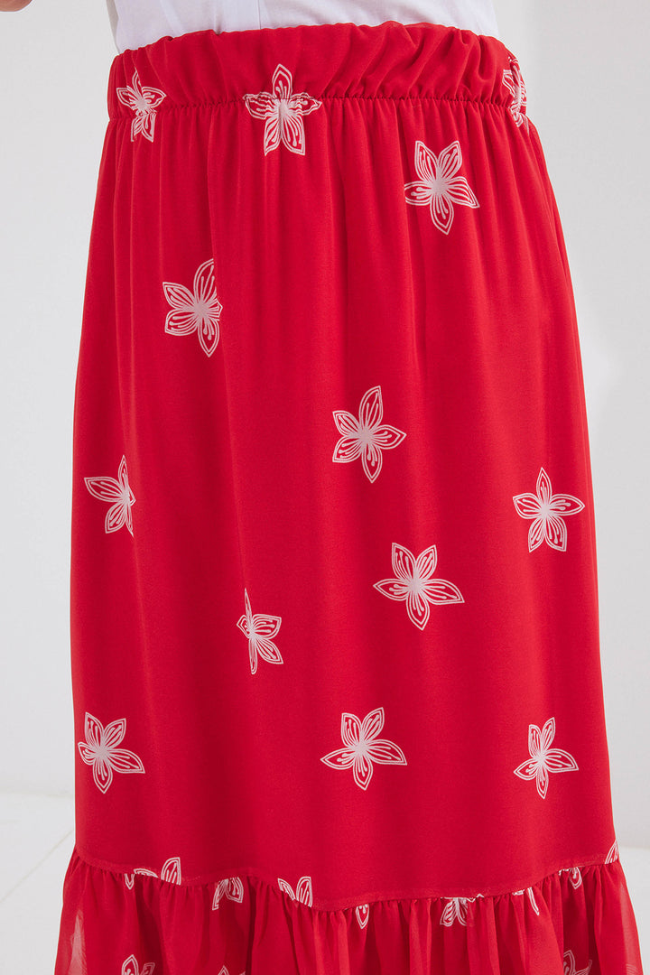 Bigdart 8010 Jupe Chiffon Imprimée - Rouge A.