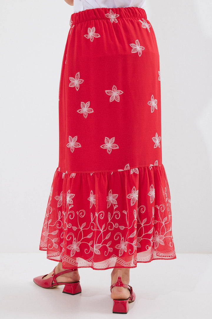Bigdart 8010 Jupe Chiffon Imprimée - Rouge A.
