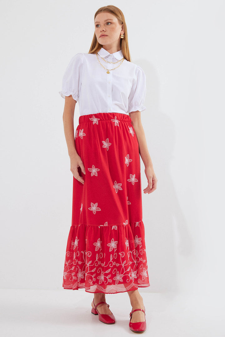 Bigdart 8010 Jupe Chiffon Imprimée - Rouge A.
