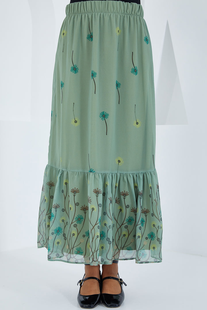 Bigdart Jupe en chiffon à motifs vert d'eau pour femme 8010