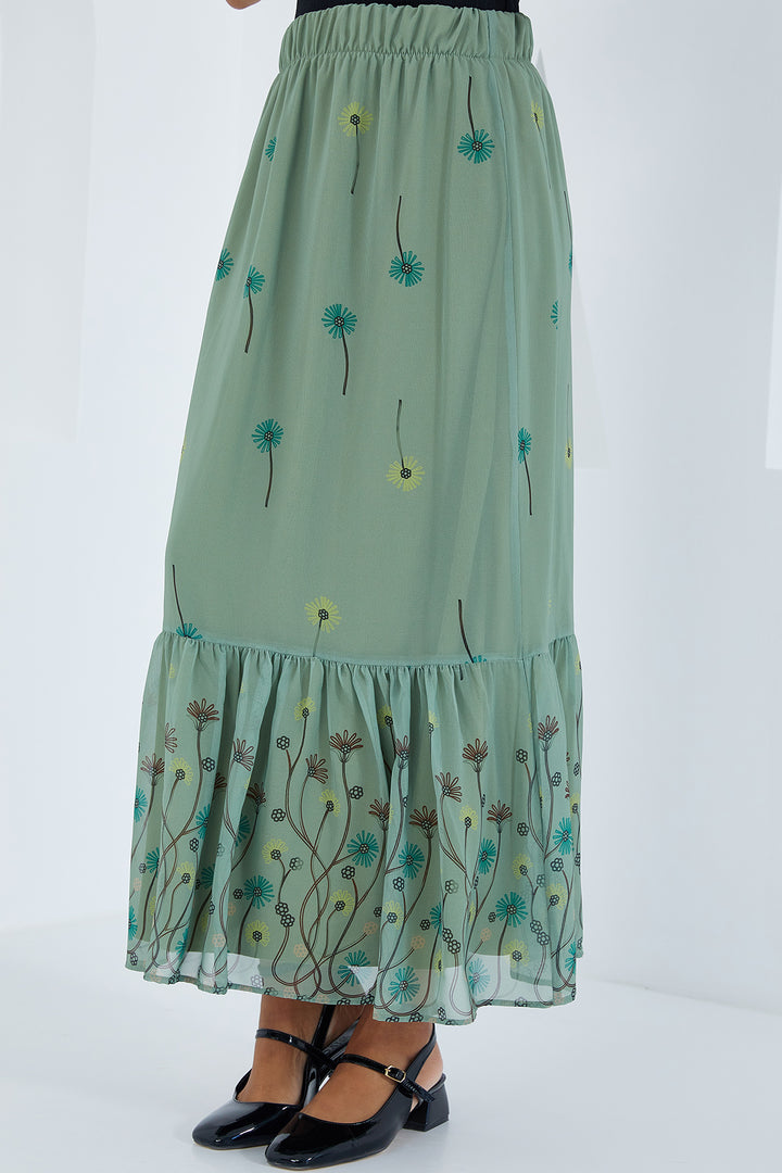 Bigdart Jupe en chiffon à motifs vert d'eau pour femme 8010