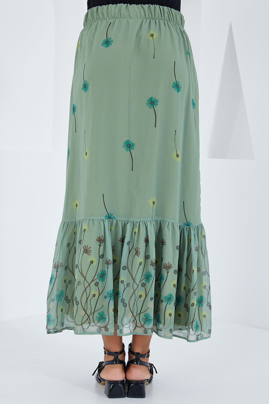 Bigdart Jupe en chiffon à motifs vert d'eau pour femme 8010