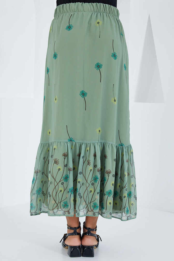 Bigdart Jupe en chiffon à motifs vert d'eau pour femme 8010