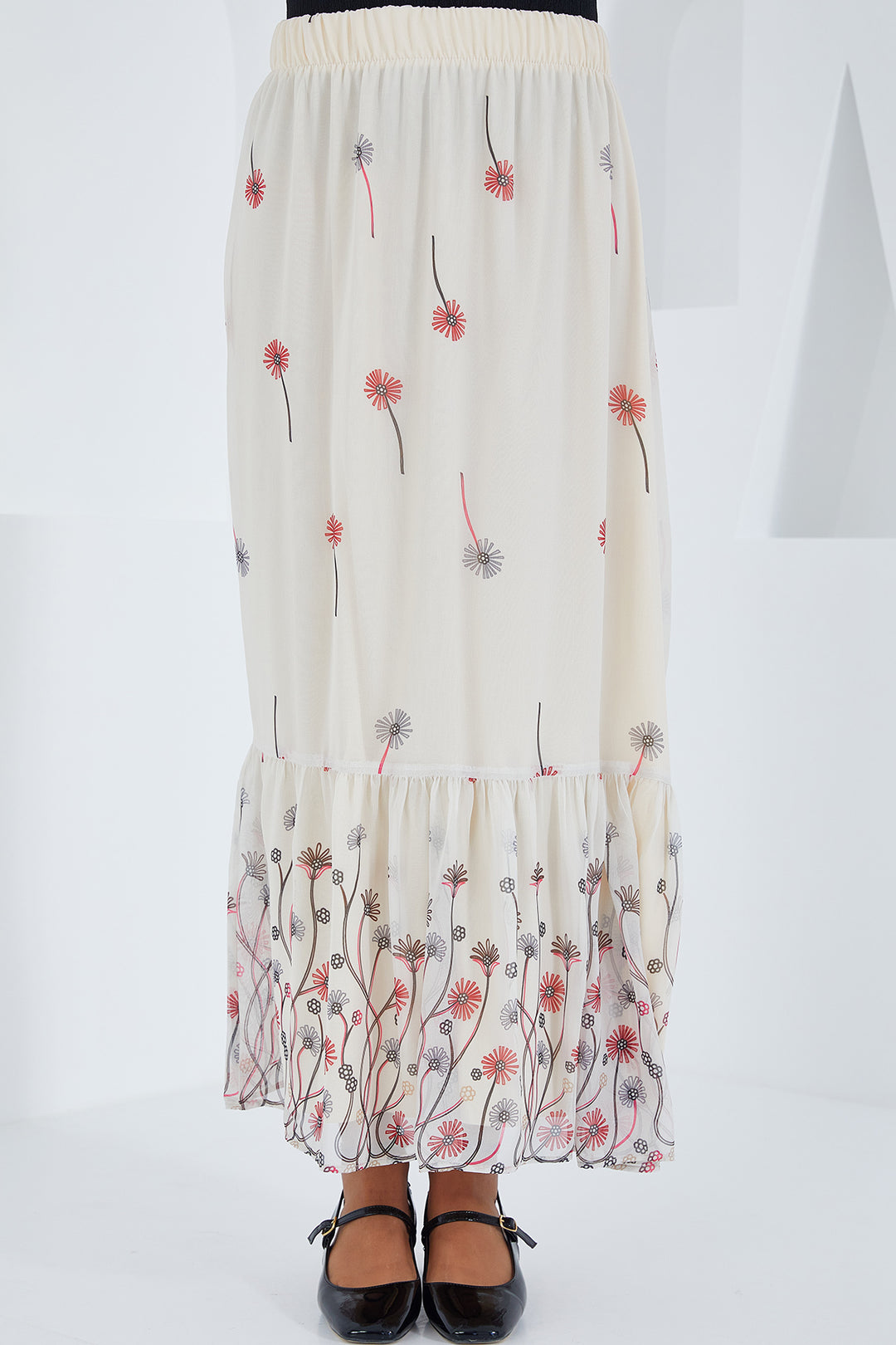 Bigdart Jupe en chiffon à motifs écru pour femme 8010