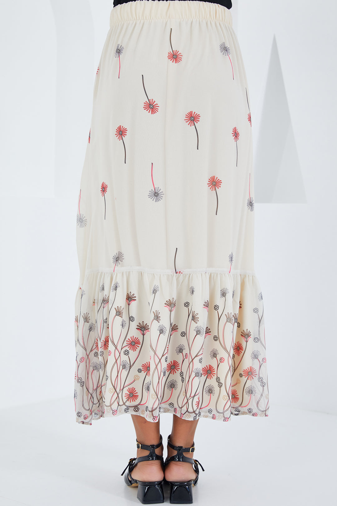 Bigdart Jupe en chiffon à motifs écru pour femme 8010