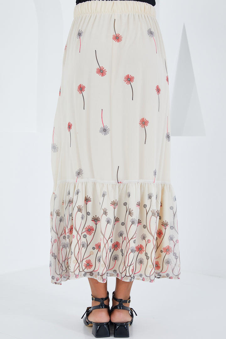 Bigdart Jupe en chiffon à motifs écru pour femme 8010