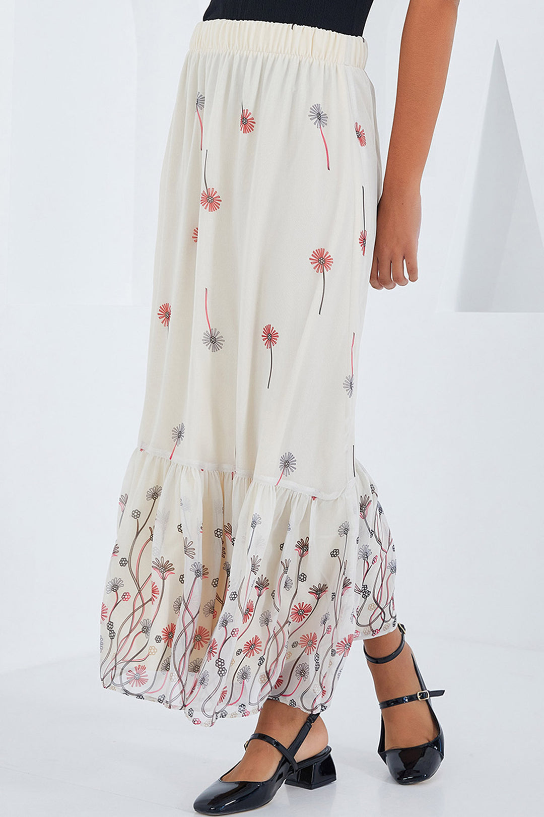Bigdart Jupe en chiffon à motifs écru pour femme 8010